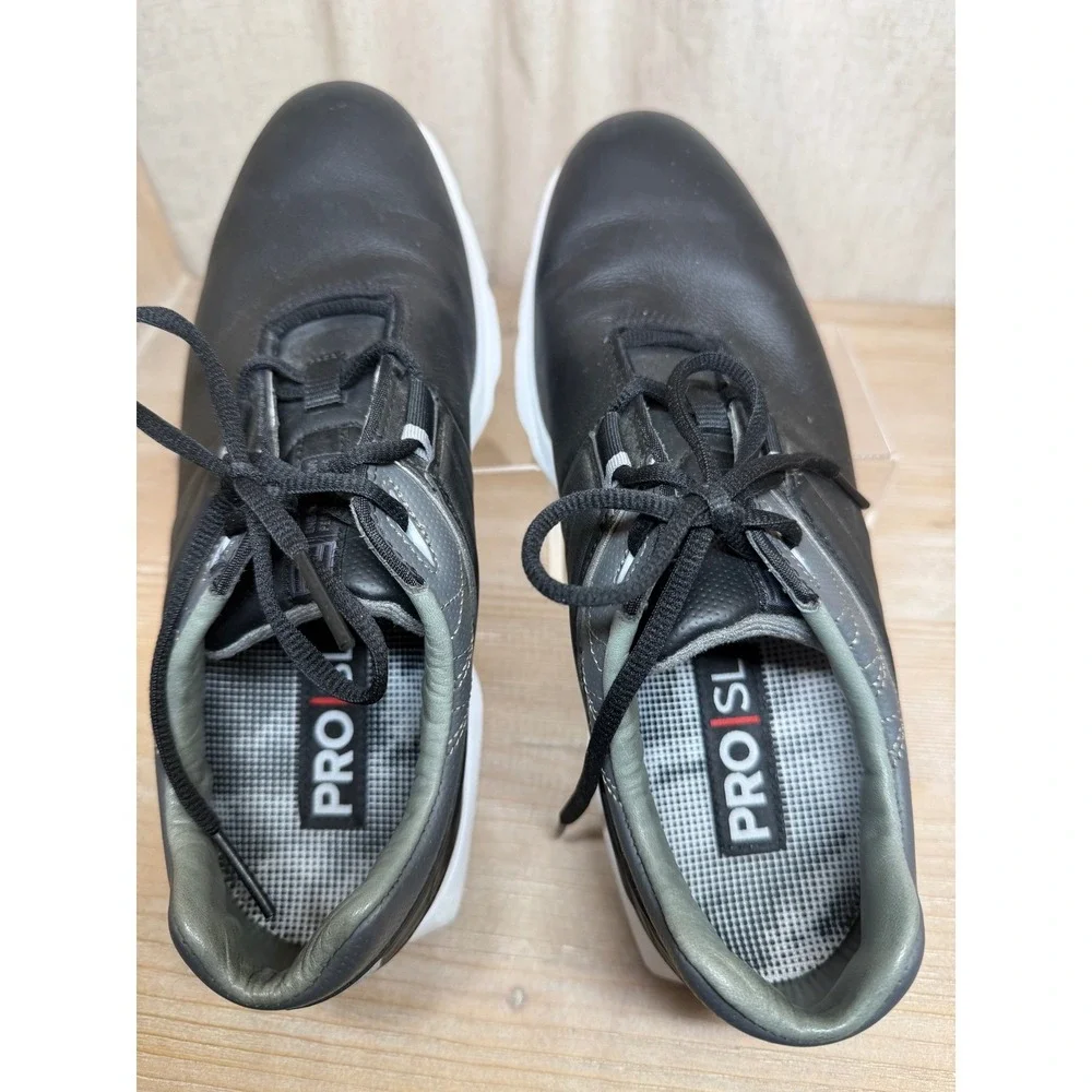 FootJoy Pro SL Mens Golf Shoes 53077 Black Charcoal Spikeless Leather Size 7.5 M